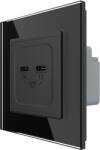 LIVOLO Priza dubla 2 x USB tip C, 2M, 65W, cu rama din sticla, Livolo (1685)