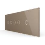 LIVOLO Panou Intrerupator Dublu + Dublu + Simplu cu Touch LIVOLO din Sticla, Standard Italian , 6 7M (1695)