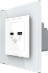 LIVOLO Priza dubla 2 x USB tip C, 2M, 65W, cu rama din sticla, Livolo (1682)