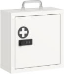 HOMCOM Dulap pentru medicamente pentru montare pe perete cu încuietoare cu cifre, dulap pentru prim-ajutor în 2 niveluri din oțel inoxidabil, Alb | Aosom Romania (834-980V00WT)