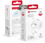 Forcell F-Energy GaN III Crystal Color VT-60 60 W-os hálózati gyorstöltő 2 USB-C porttal és USB-C-USB-C szilikonkábellel, fehér - smartdiszkont