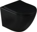 INVENA TAVRO WC csésze, "QFS" soft-close ülőkével, fali, kerek, fekete (CE-71-005-Y)
