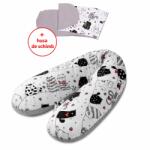 Kidizi Perna gravide 3 in 1 cu husa detasabila din bumbac 100% si husa de schimb inclusa Kidizi Lena, lungime 160 cm, Happy Kitten (107509+102092)