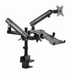 Gembird Desk Adjustable Frame for 2 Monitors + Laptop - Full Motion 17-32inch to 8kg