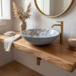 Rea Juliana lavoar 40x40 cm rotund de blat alb-albastru mat REA-U3608 (REAU3608)