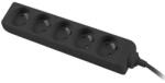 PremiumCord Prelungitor 230V 3m 5 prize, negru ppa5-03bk