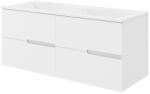 Fluminia Mobilier baie alb cu doua lavoare si 4 sertare soft close, Toledo, 120 cm (TOLEDO120)