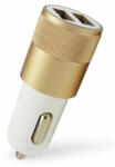  Szivargyújtós 2X USB töltő - arany - 12/24V 2, 1A