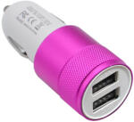  Szivargyújtós 2X USB töltő - rózsaszín - 12/24V 2, 1A