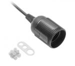 GTV GZ-E27000-10 E27 aljzat kábellel és csatlakozó blokkal, AC220-240V, max. 60W, 2x0, 75mm2, fekete (GZ-E27000-10)