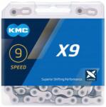 KMC Kerékpár lánc Kmc X9 122 láncszem ezüst-szürke Box (BX09GG114)