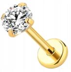 ZeSrebra Fülbevaló Labret Piercing Acél Ch. 316L Arany 1, 2 mm x 8 mm golyó 3 mm Piercing (kolczyk złoty stal K013)