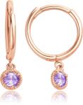 MINET Olivie MINET Finom rose gold arany fülbevaló lila cirkóniákkal Au 585/1000