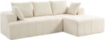 HOMCOM Canapea colțar 256 cm cu șezlong, canapea-extensibilă 3 locuri în chenille formă L, șezut și cotiere late, bej | Aosom Romania (83B-862V00BG) Canapea