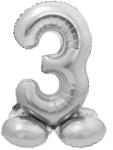  Ezüst 3-as Silver szám fólia lufi talppal 72 cm - pepita - 219 Ft