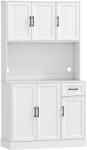 HOMCOM Dulap de bucătărie, 180, 5 cm, dulap de depozitare, suprafață de lucru, orificiu pentru cablu, rafturi reglabile, MDF, Alb | Aosom Romania (83A-413V91WT)