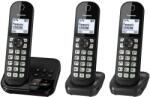 Panasonic Telefon cordless Panasonic KX-TGC463, 3 mobilte, negru, cu raspuns automat (KX-TGC463GB)
