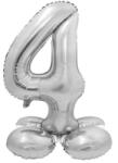  Ezüst 4-es Silver szám fólia lufi talppal 72 cm - pepita - 219 Ft