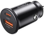 ORICO PowerMini ORICO-PM-30-1A1C szivargyujtó autós töltő, fekete (30W, 3A, 1 x USB-A, 1 x USB-C)