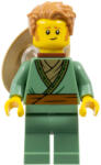 LEGO® Minifigurák Fisherman - Sand Green Tunic, Medium Nougat Hair, Conical Hat on Back njo0991 (njo0991)