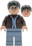 LEGO® Minifigurák Harry Potter - Dark Brown Open Jacket, Sand Blue Legs, Bright Pink Stinging Jinx Face hp528 (hp528)