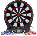 MULTISTORE Elektronikus dartstábla, Multistore AP-100A, átmérő: 38 cm, 18 játékmód, 159 variáció, LCD kijelző, 8 játékosig, 6 db darts + póthegyek (TF4988)