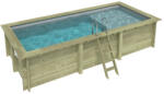 Atlana Fa épített medence 610x285x131 cm téglalap alakú úszómedence, szürke belső fóliával, betonozáshoz való tartókkal és beépített napozóval