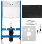 Rea Falsík Alatti Wc Állvány Rea K011A-Q Slim Alacsony 3/6 L Hd Gombbal Fekete (KPL-E0633)