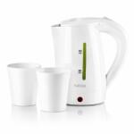 HAEGER Fierbator portabil HAEGER TRAVEL, Capacitate 0.5L (voltaj dublu 110 240V), Putere 1100W, Oprire automata si protectie fierbere fara apa, Include 2 cani plastic, Alb (RZHGEK-10W.015A) - brico Fierbator