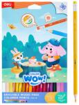 Deli Creioane colorate cu radiera, 36 culori/set, DELI Color Wow