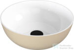 SAPHO BANERA ROUND 39 cm-es öntöttmárvány mosdó leeresztő nélkül, fényes fehér/matt bézs 14337_82 (14337_82)