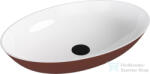 SAPHO BANERA OVAL 60x40 cm-es öntöttmárvány mosdó, fényes fehér/matt barna 14397_72 (14397_72)