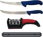 DEPOX Set de macelarie DEPOX®, filetat, cutitul bucatarului, ascutitoare si suport magnetic, otel inoxidabl (2080)