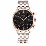 OUBELS Ceas barbatesc Quartz, BUSINESS Steel Cronograf, Data, Zi a saptamanii Ceas