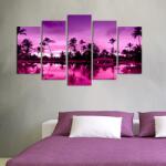 Charm Tablou MDF ( 5 buc ) Hurghada Roz, Multicolor, 60x110 cm (223CHR1915)