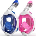 G2RISE Gyermek Búvármaszk - Teljes Arc Fedésű Snorkel Maszk, Páramentes, Száraz Tetejű, Biztonságos CO2 Elvezetés, Kék-Fehér és Rózsaszín Sz - White Blue + White Pink