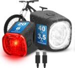 Fischer Square kerékpár lámpa szett 90 lm, USB töltés, IP44, StVZO