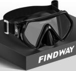 Findway búvármaszk snorkel 180° panoráma edzett üveggel, páramentes, orrfedővel - fekete