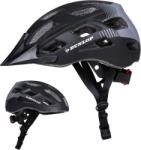 Dunlop kerékpáros sisak LED világítással, 3 fénymód - fekete - L (58-61 cm)