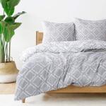 Bedsure mikroszálas ágyneműhuzat-garnitúra, 3 részes - rácsos, szürke - 200x220 cm