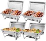 CAZACHEF rozsdamentes melegentartó tál szett buffethez - 4 db (2 teljes + 2 fél méret)