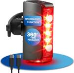Fischer Twin Stop LED kerékpár hátsó lámpa, USB-C tölthető, 360° talajvilágítás - fekete