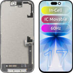 JK Display cu Touchscreen JK pentru Apple iPhone 17, cu Rama, Versiune LCD In-Cell IC Movable, Negru - koubsolutions