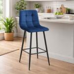 ARTOOL Scaun de bar Artool Arceto, catifea albastra, picioare metal negru (3853_1)