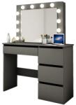 Artool Masa de toaleta pentru machiaj Irina, neagra, cu oglinda si LED, 94x43x141 cm (107440)