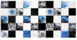 Dms Panou decorativ PVC 3D cu model floral, alb, negru si albastru, 96x48, 5 cm (PVC0016)