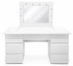 Artool Masa de toaleta alba cu oglinda si LED, 7 sertare, Vanessa 130x43x143 cm (54492)
