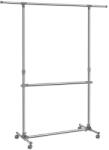 LEOBERT Suport mobil pentru haine cu roti, reglabil, din inox, argintiu, 50 kg (2455_1) Pantofar