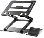 Wozinsky Suport din aluminiu Wozinsky WRS-CPY75DSB pentru laptop, cu suport telefon inclus, negru (WZK5907769364624) Suport laptop