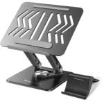 Wozinsky Suport din aluminiu Wozinsky WRS-CPY84SB pentru laptop, cu suport telefon inclus, rotire 360°, negru (WZK5907769364600) Suport laptop